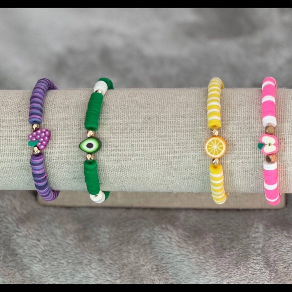 New Fruit Theme Clay Bracelets (set of 7)